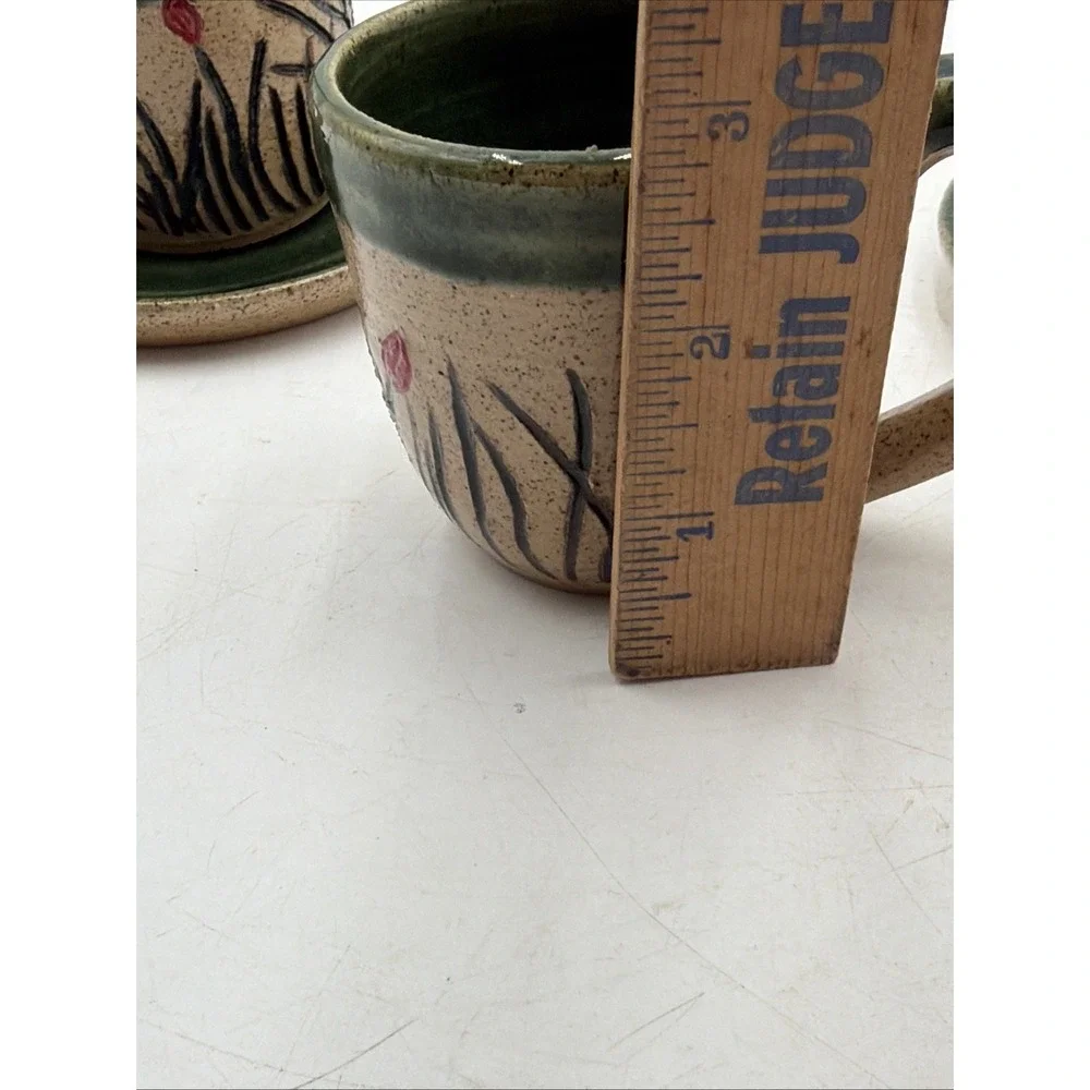 Studio Pottery Demitasse Espresso Coffee Cup W/Saucer Handmade Signed